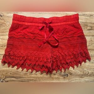 No Boundaries | Red Lace Shorts with Drawstring, Size 3 (Juniors)